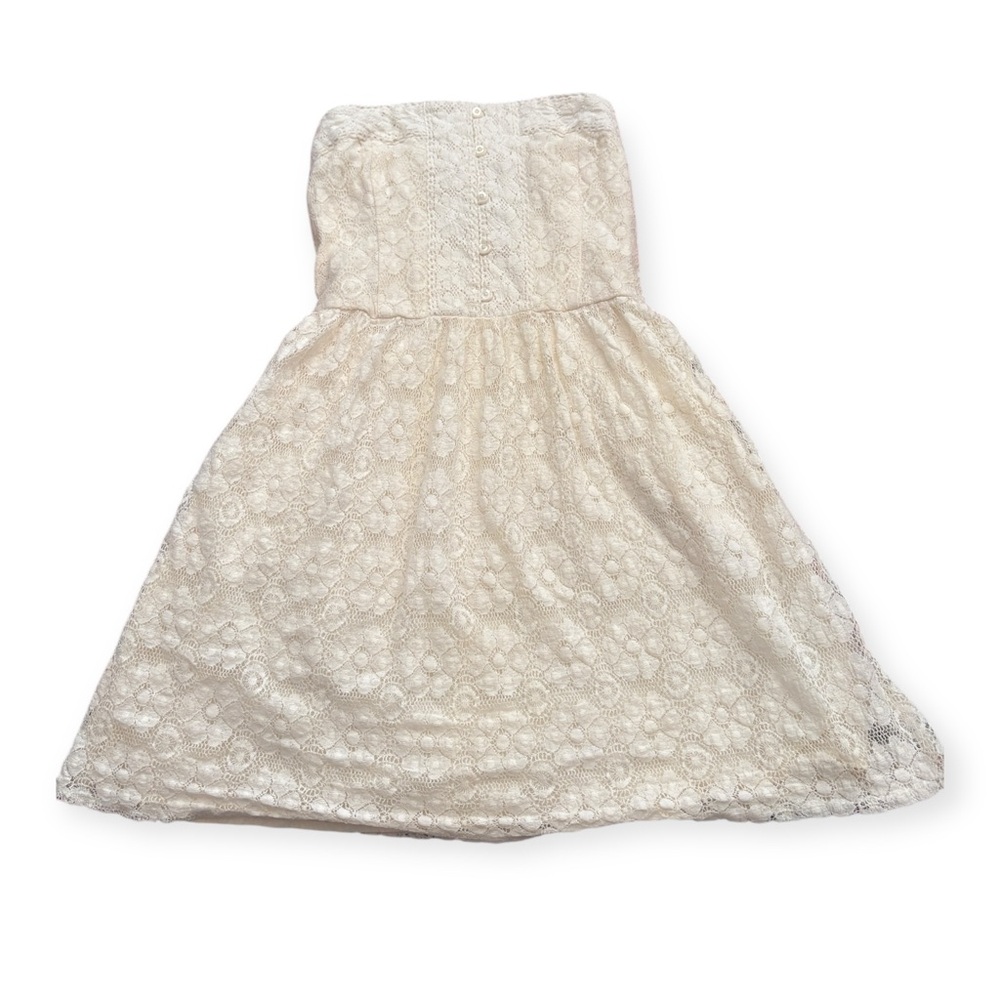 Abercrombie and Fitch Floral Ivory Strapless Dress Size M